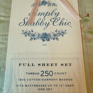 Shabby Chic Full Sheet Set - Green and Pink Floral